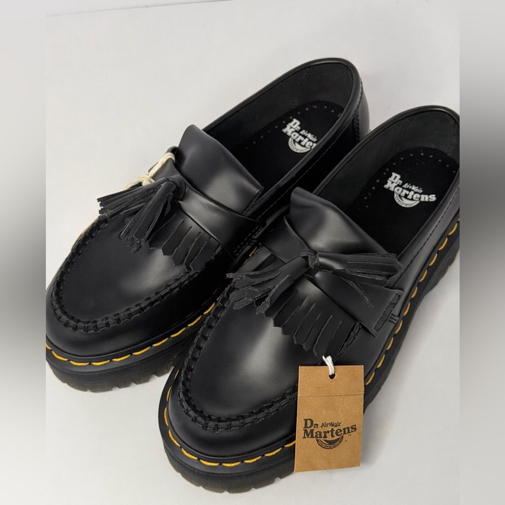 Dr. Martens Adrian Quad Tassel Loafers Black Platform W Size 7 M Size 6